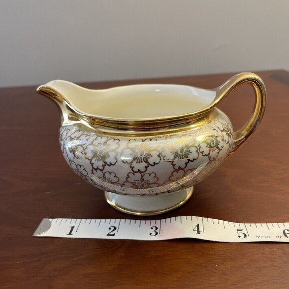 Eggshell Nautilus Cream Sugar Bowl W Lid Floral USA K47N6 F62N5 - Picture 16 of 16
